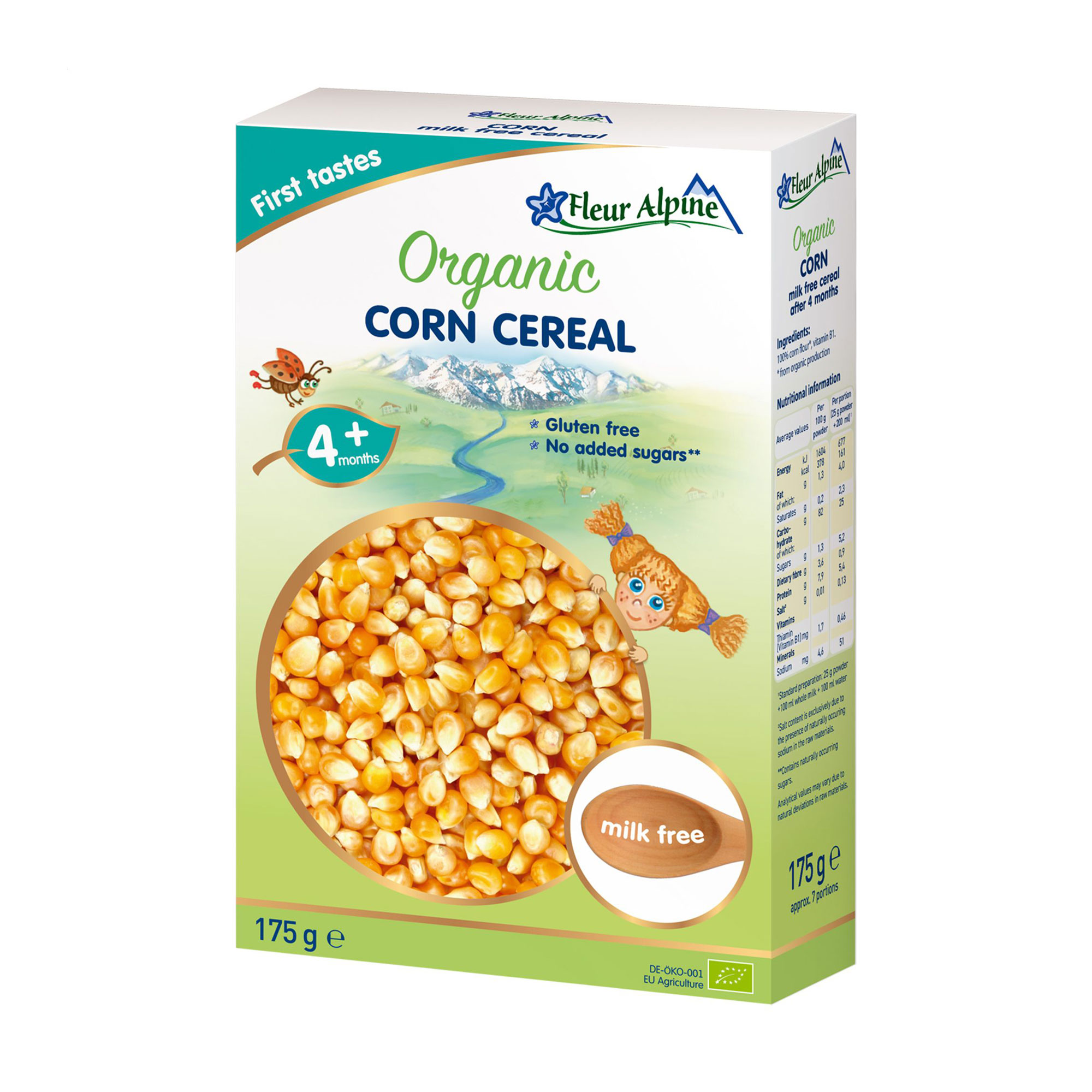 Дитяча безмолочна каша Fleur Alpine Organic Corn Cereal Кукурудзяна, від 4 місяців, 175 г